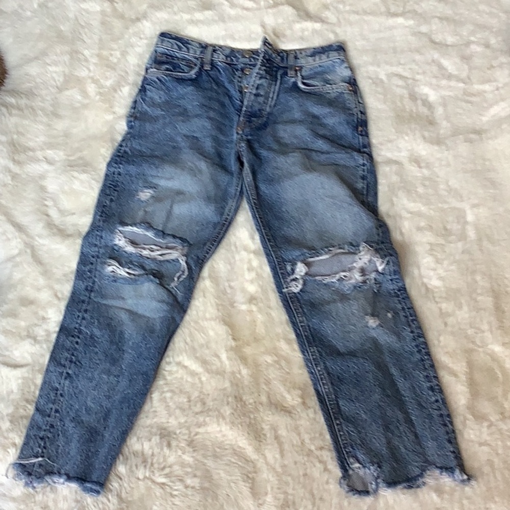 Free people button fly distressed jeans